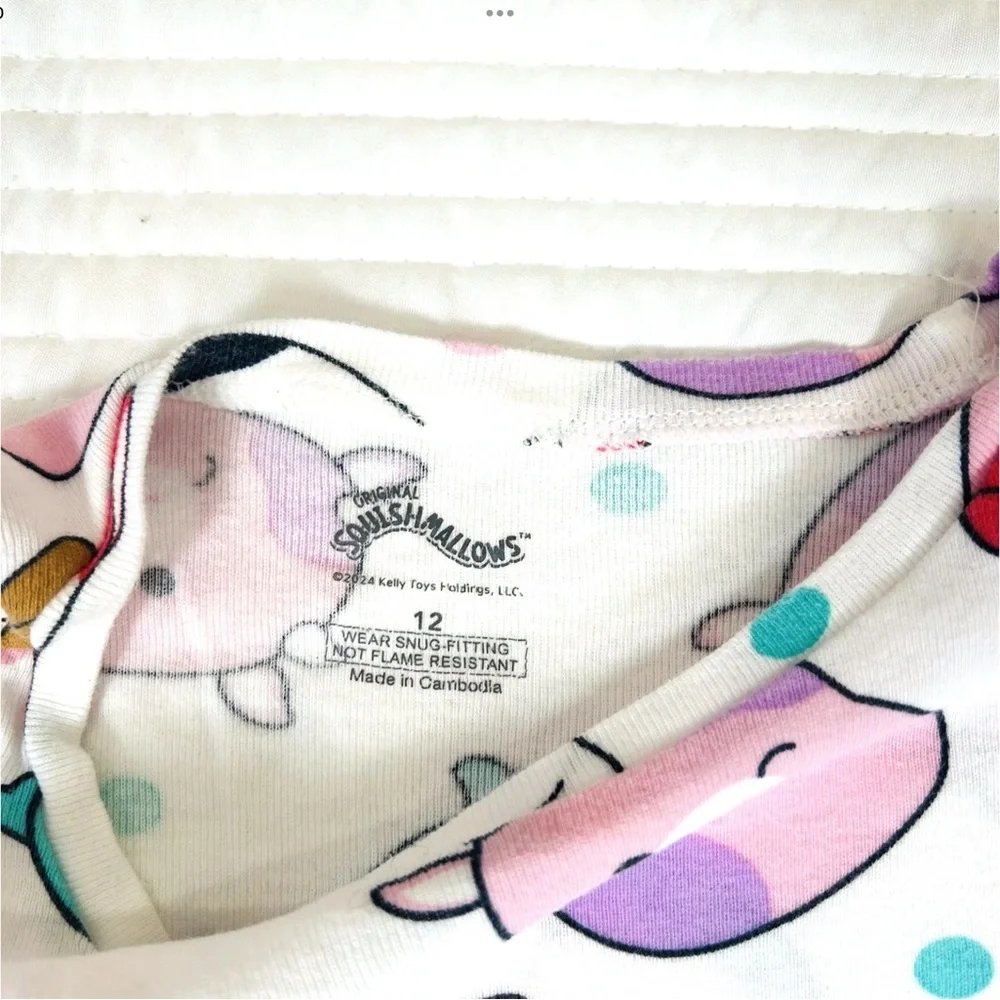 Squishmallows Girls 4-Piece Pajamas Size 12 Pink Turquoise 2 Sets Very Soft Lot